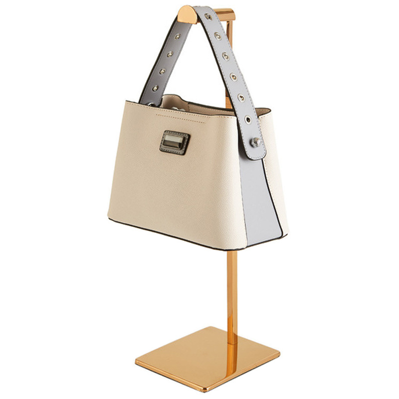 Luxury gold metal single bag hanging wholesale handbag display stand holder for retail shop