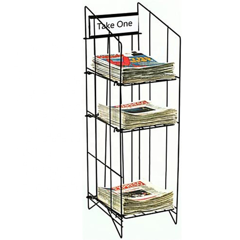 Save space simple magazine rack newspaper rack storage bookshelf books racks folding for shop