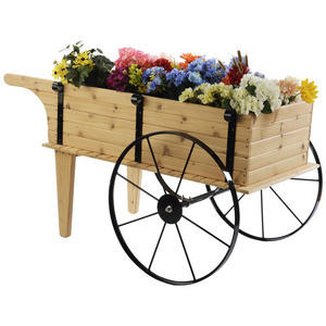 Flower cart display wooden flower trolley cart with wheels event candy flower cart display outdoor