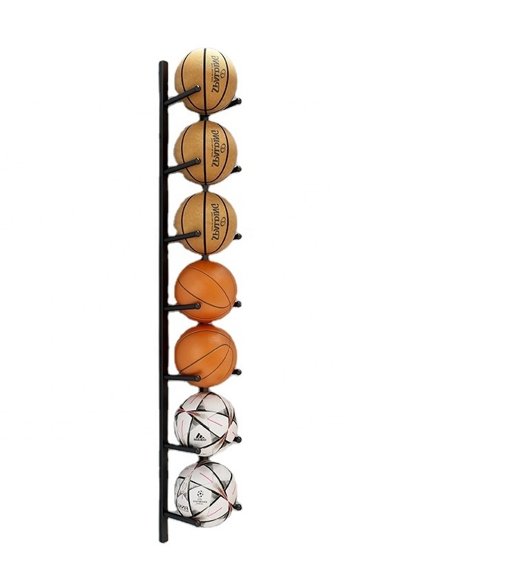 Single Sided Multi-Layer Basketball Hoop Ball Hook Wall Mounted Sports Ball Rack Football Display Stand