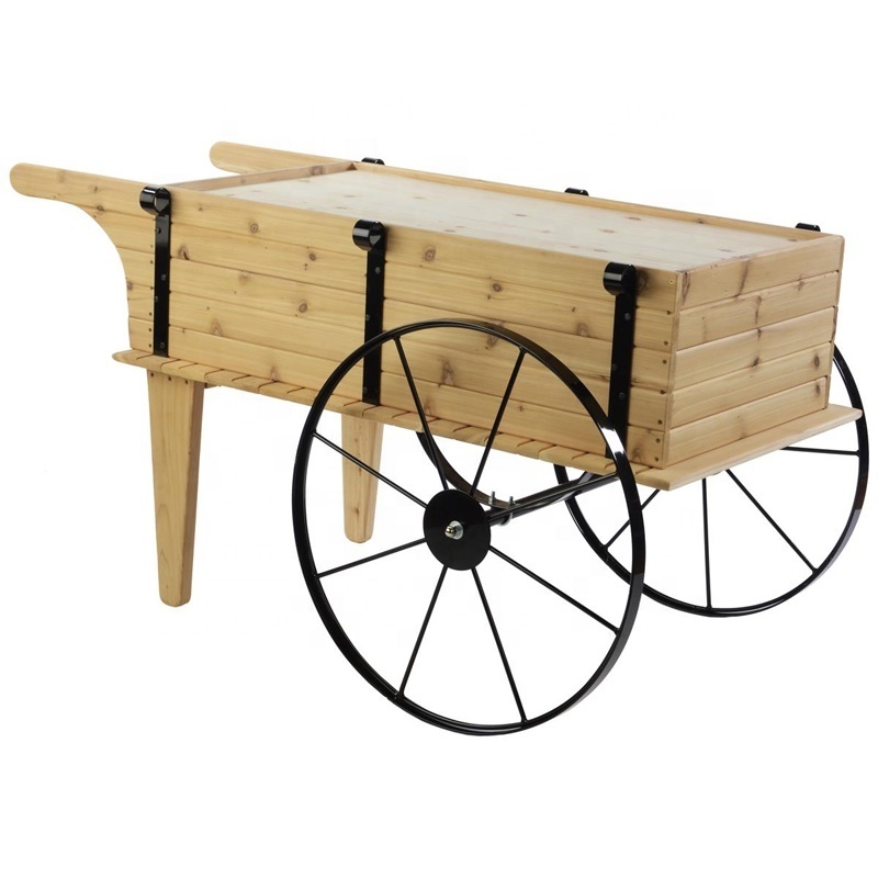 Hot Sale Planter Pot Black Wooden Display Shelf Flower Shipping Cart Wooden Flower Carts With Wheels