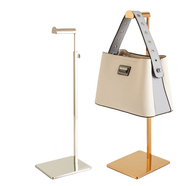 Luxury gold metal single bag hanging wholesale handbag display stand holder for retail shop