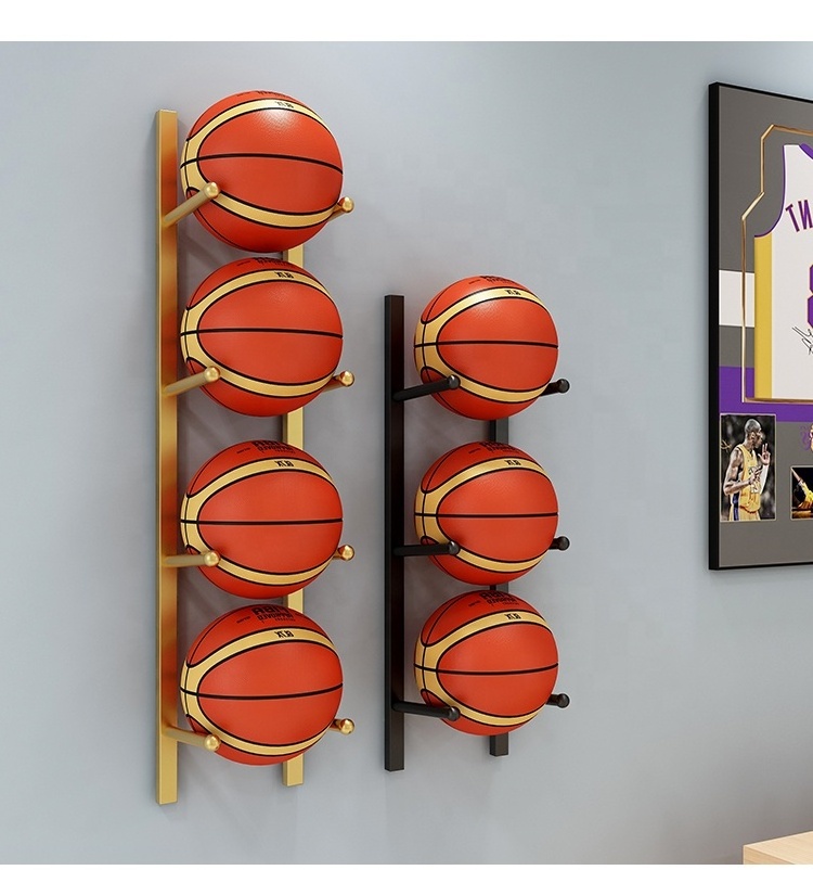 Single Sided Multi-Layer Basketball Hoop Ball Hook Wall Mounted Sports Ball Rack Football Display Stand