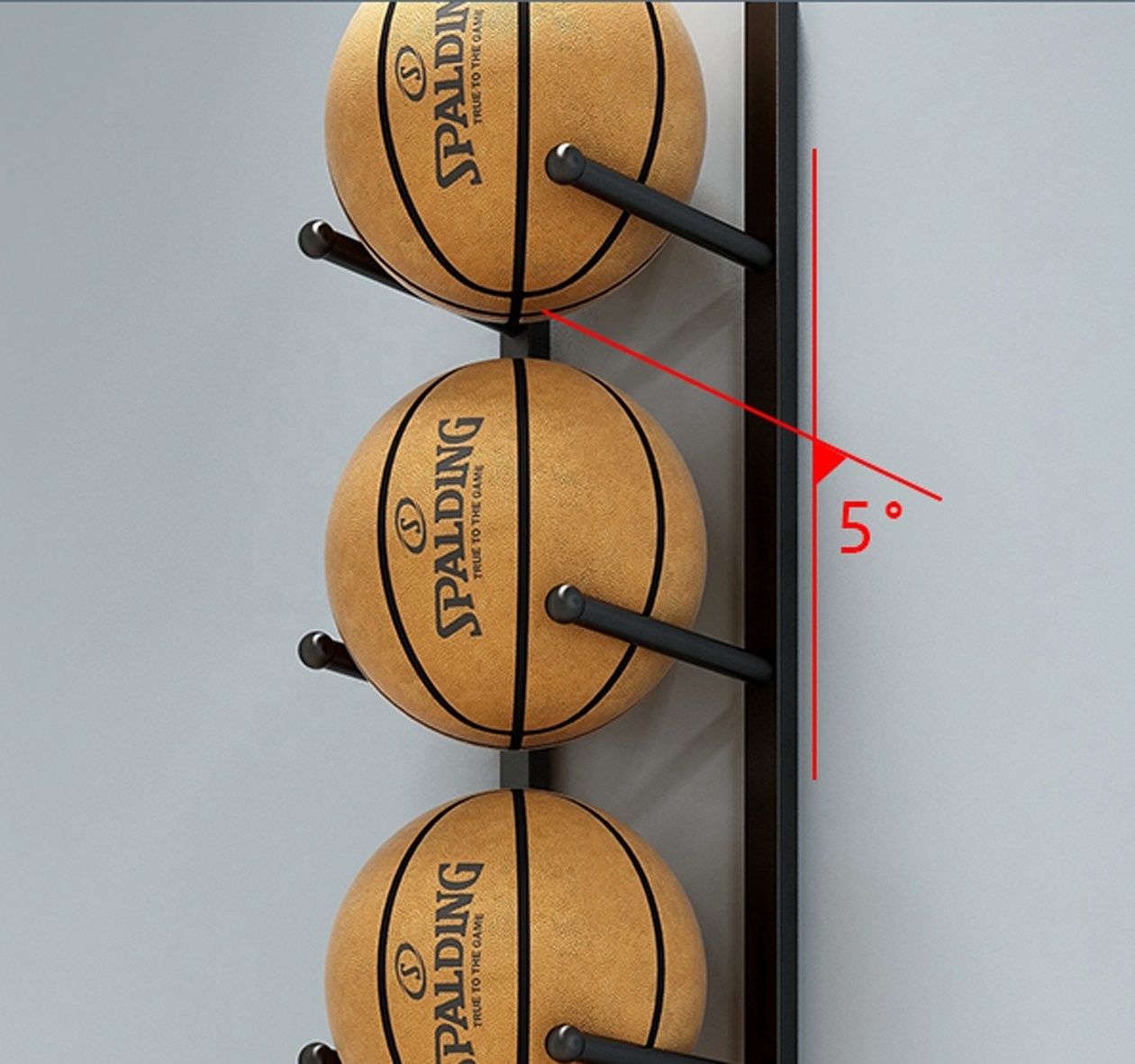 Single Sided Multi-Layer Basketball Hoop Ball Hook Wall Mounted Sports Ball Rack Football Display Stand