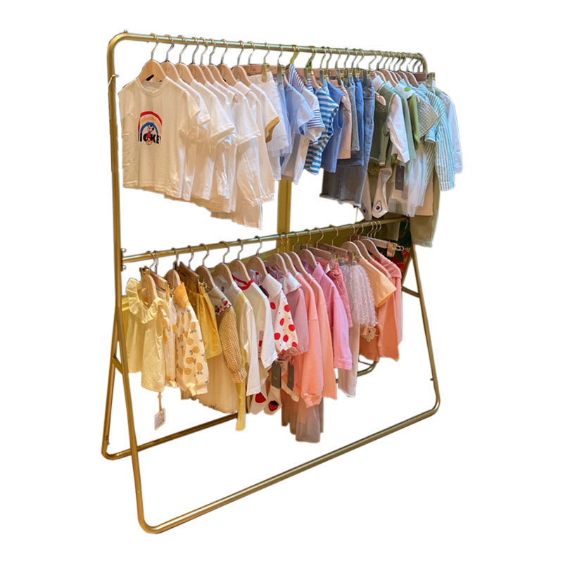 Garment kids clothes shops toddler gold metal display stand clothes display rack for kids clothes