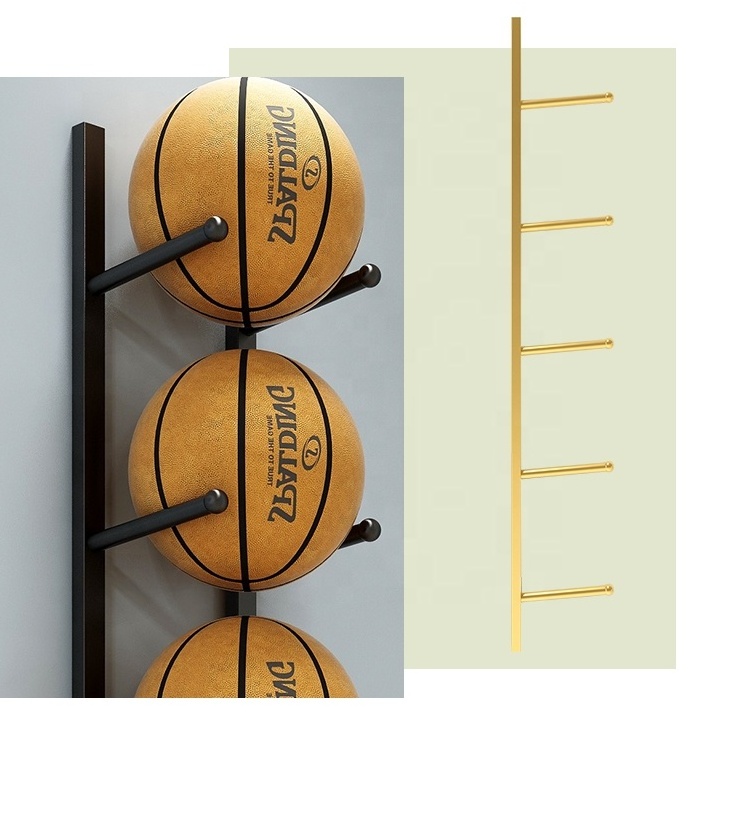 Single Sided Multi-Layer Basketball Hoop Ball Hook Wall Mounted Sports Ball Rack Football Display Stand