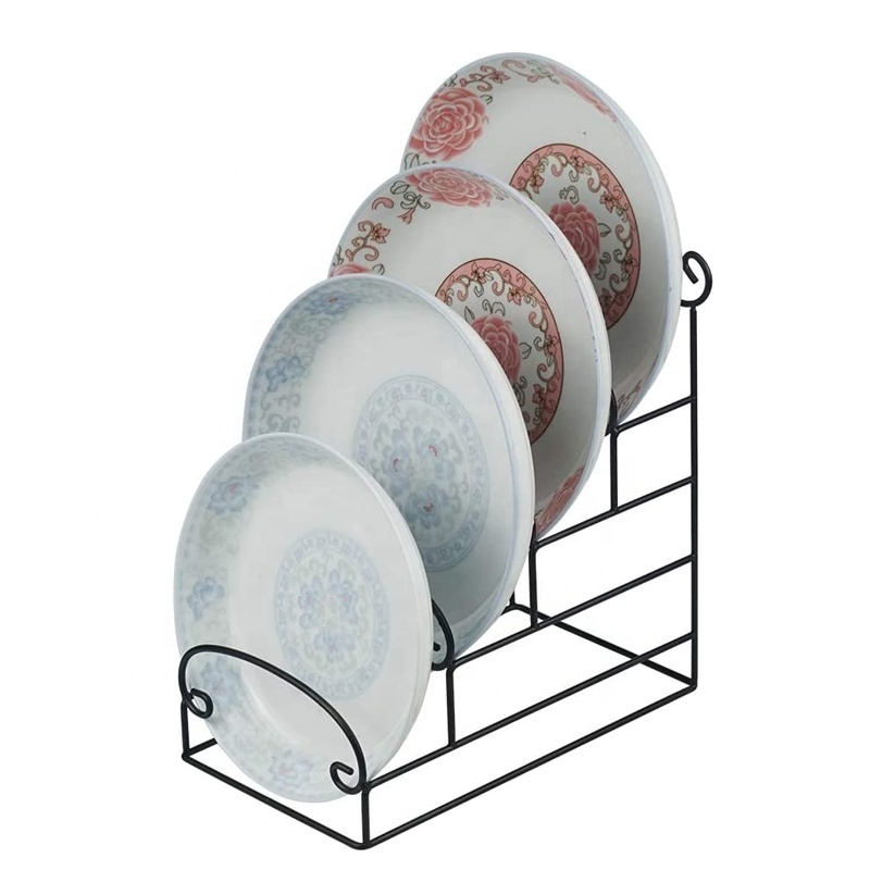 Home Center Storage Organizer Plate Stainless Metal Kitchen Dish Rack Drainer Drying Rack Dining Plates Display Rack