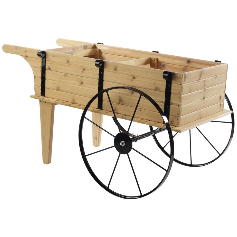 Flower cart display wooden flower trolley cart with wheels event candy flower cart display outdoor