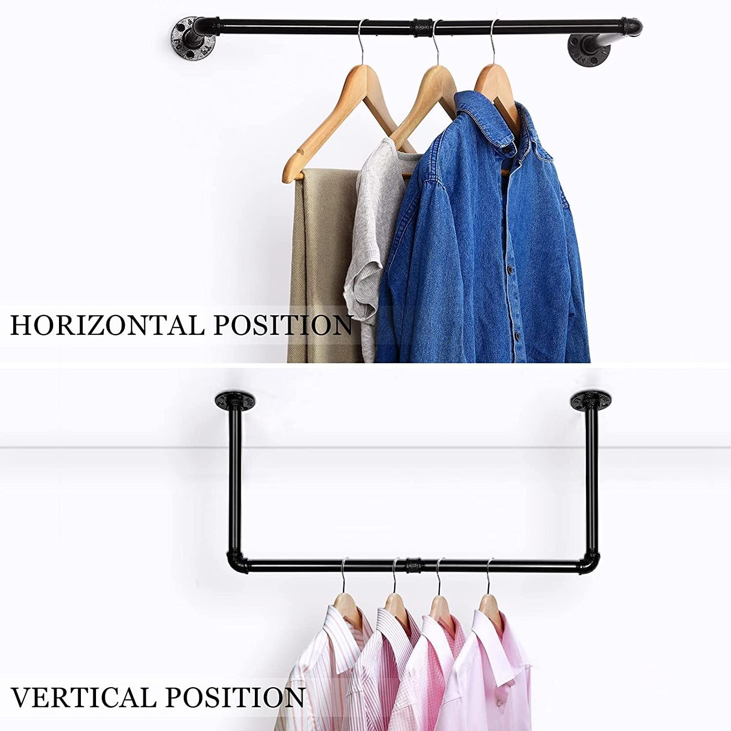 Wall mount boutique clothing rack display clothes hanging shelf shop wall mount clothing rack for clothing store furniture