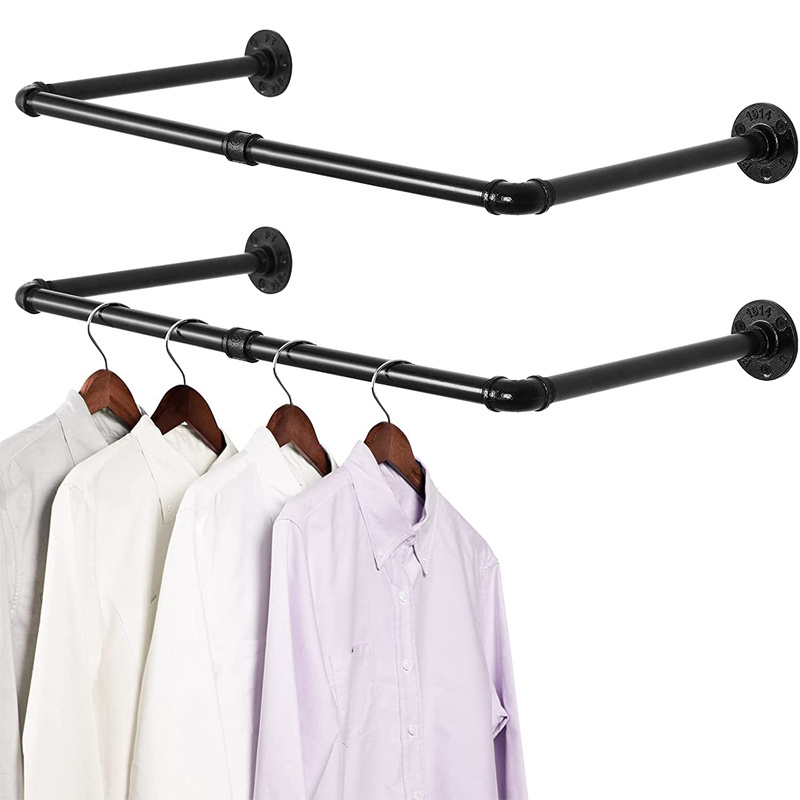 Wall mount boutique clothing rack display clothes hanging shelf shop wall mount clothing rack for clothing store furniture