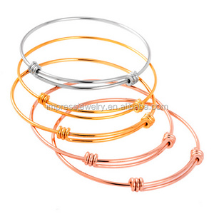 Multi color Fashion Wire Stainless Steel Metal Expandable Adjustable Blank Charms Bracelet Bangle For DIY Jewelry