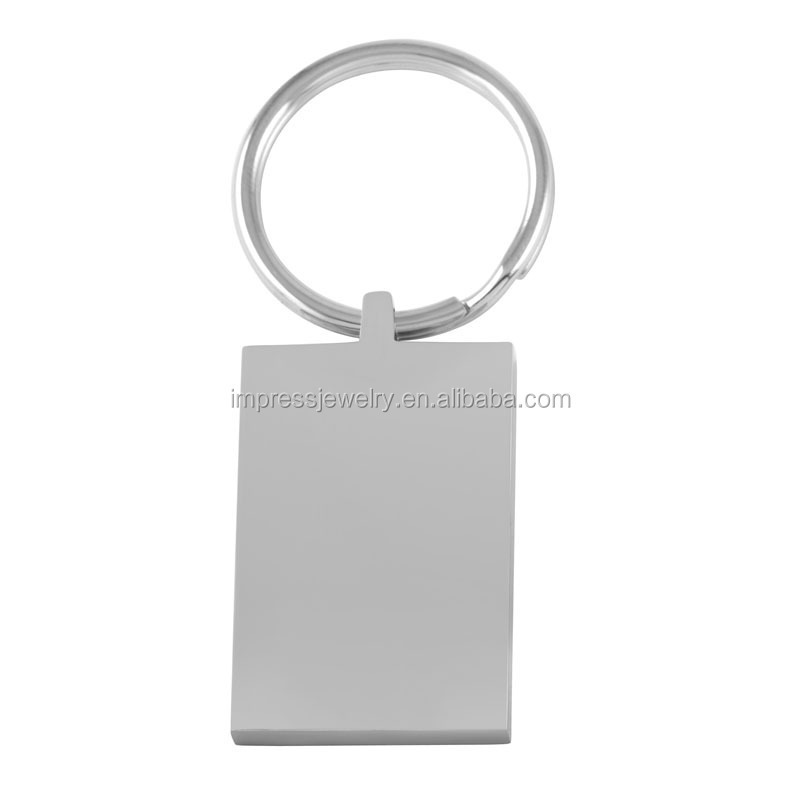 IJK0036 Engraved High Polished Blank 37mm*25mm*5mm Rectangle stainless steel keychain