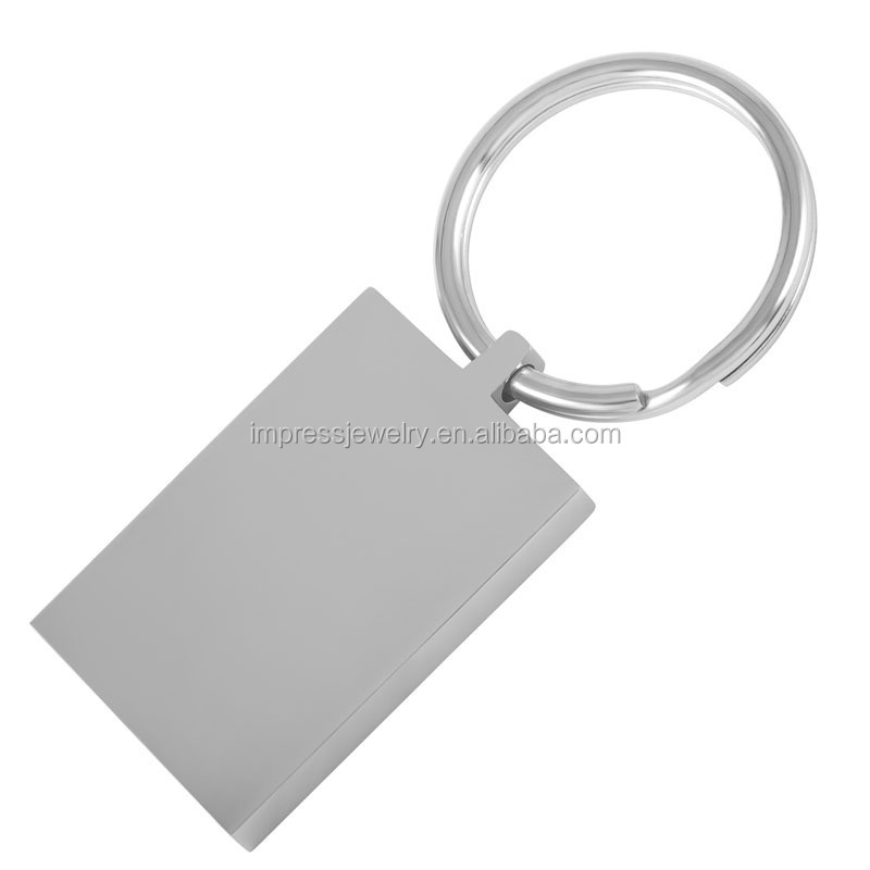 IJK0036 Engraved High Polished Blank 37mm*25mm*5mm Rectangle stainless steel keychain