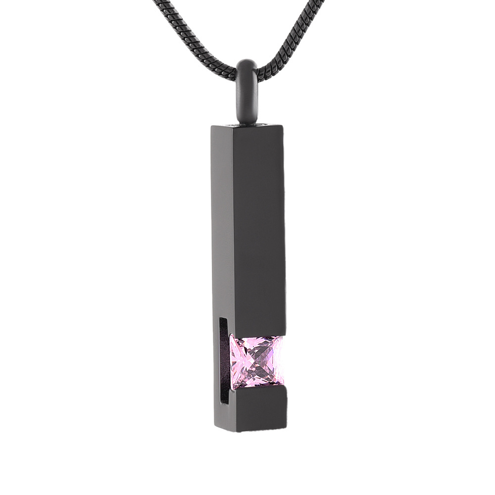 IJD9726 black bar with crystal stainless steel pendant jewelry cremation ashes urns memorial necklace keepsake locket for gifts