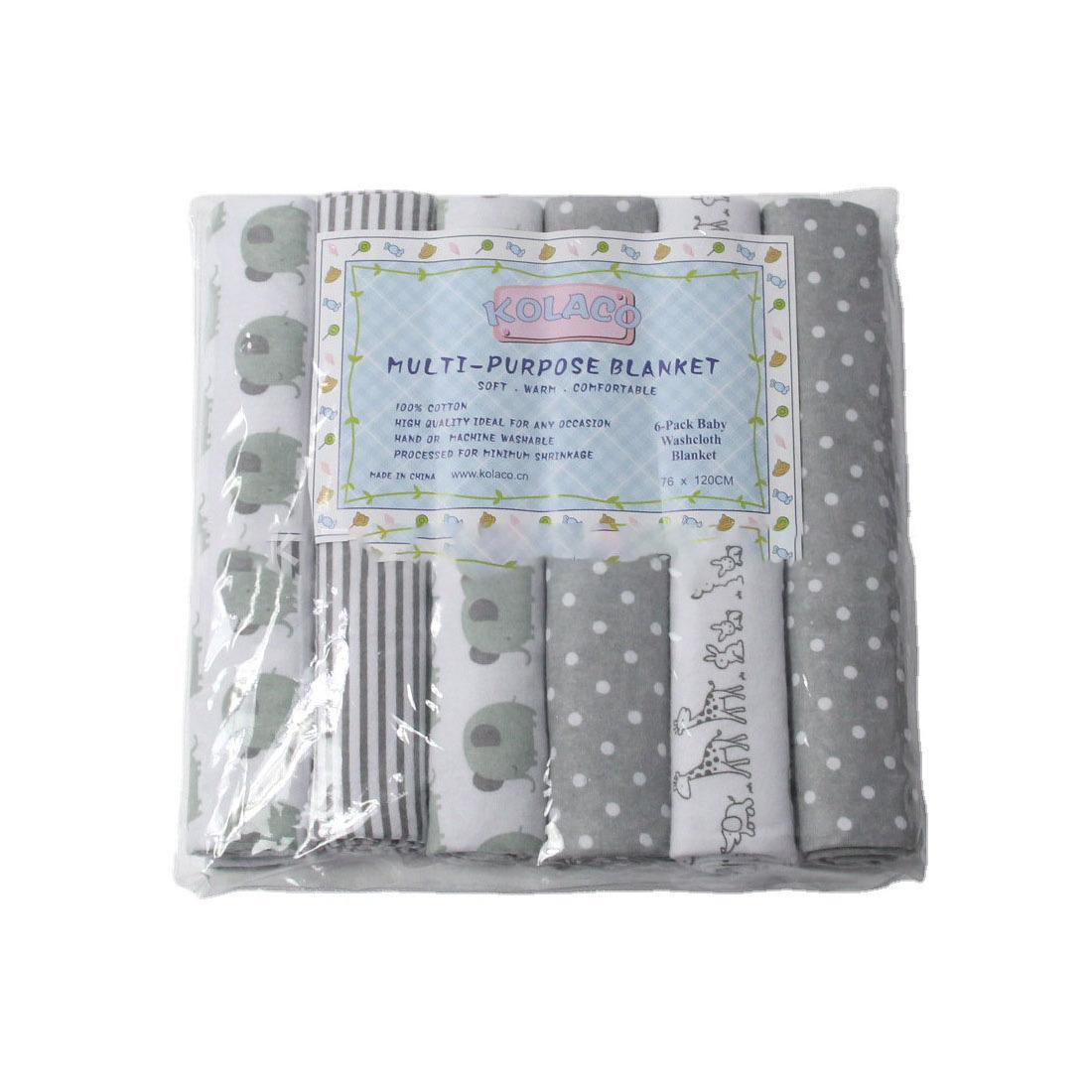 6pcs/ Pack 76*120cm Soft Cotton Muslin Baby Swaddle Blanket Neutral Receiving Blanket Wrap for Newborn Boys Girls