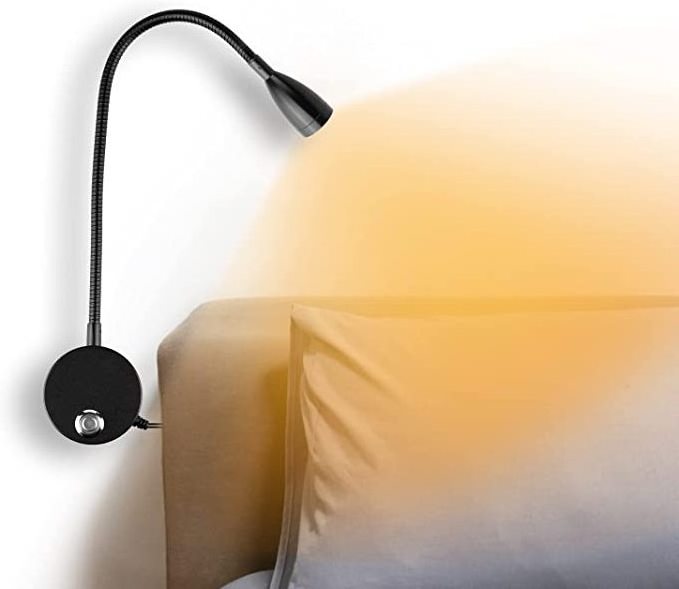 Reading Lamp Wall Mounted Bedside Lamp Touch 3W Dimmable LED Reading Lamp Bed with Switch USB Flexible Gooseneck Reading Light