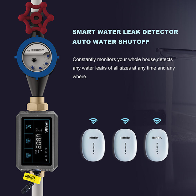 Latest home water safe protector detector Smart Leakproof Valve Double Flow Meter Water Leak Detector with Auto Shut Off valve