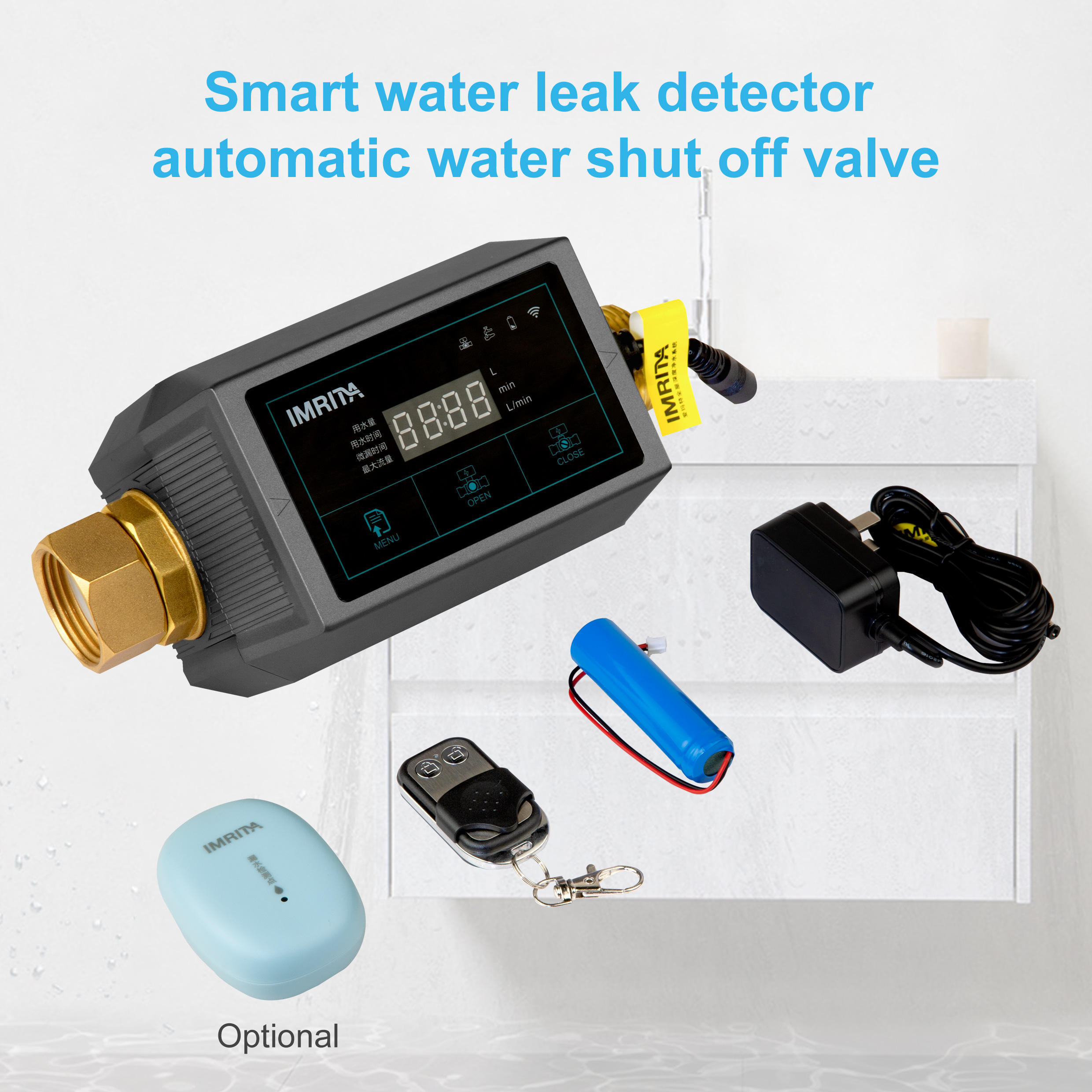 Latest home water safe protector detector Smart Leakproof Valve Double Flow Meter Water Leak Detector with Auto Shut Off valve