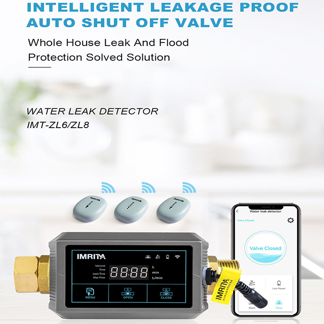 detector de fugas de agua IMRITA Water leakage alarm system detect water leaks wifi automatic smart water shut off equipment