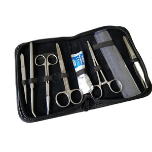 Basic Dissecting Kit Ruler Thumb Forceps, BP Handle Iris Scissors Hemostat Forceps Veterinary Surgical Instruments