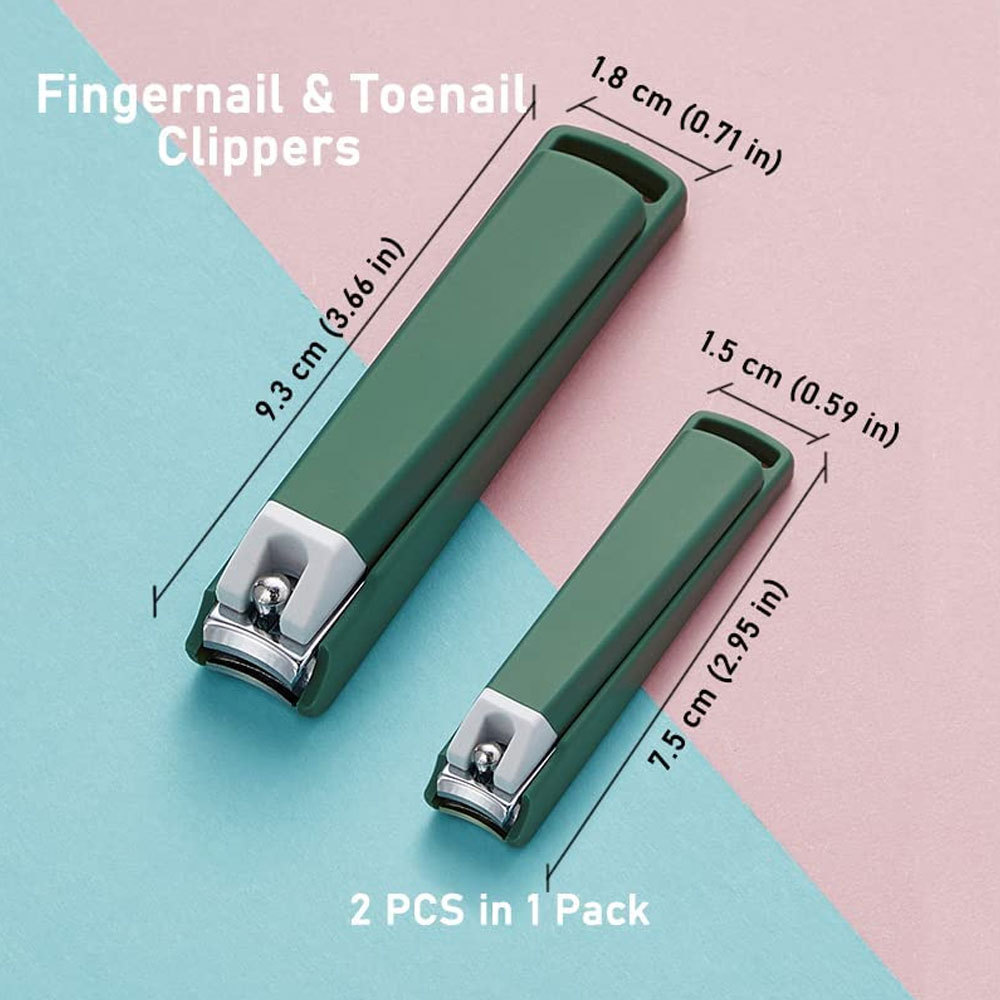 Nail Clippers Set 2 PCS Super Sharp for Thick Nails Anti Splash Design Durable Stainless Steel Fingernail Toenail Cutter Catcher