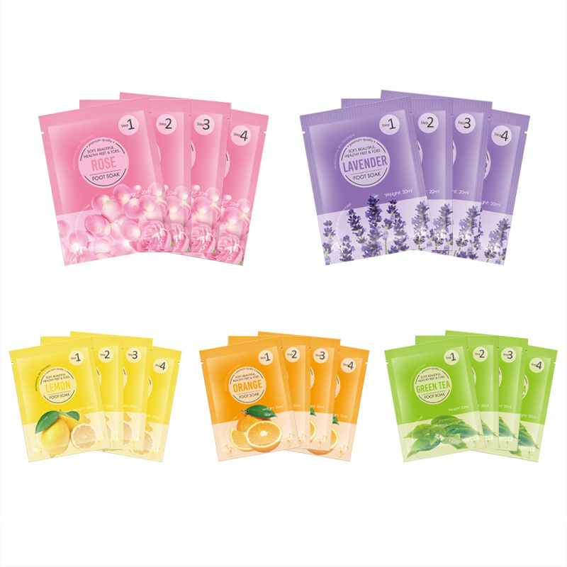 OEM Smooth Exfoliating 4pcs Feet Soak Sets Foot Salts Peel Mask Lotion For Soft Feet Lavender Scented Natural Formula