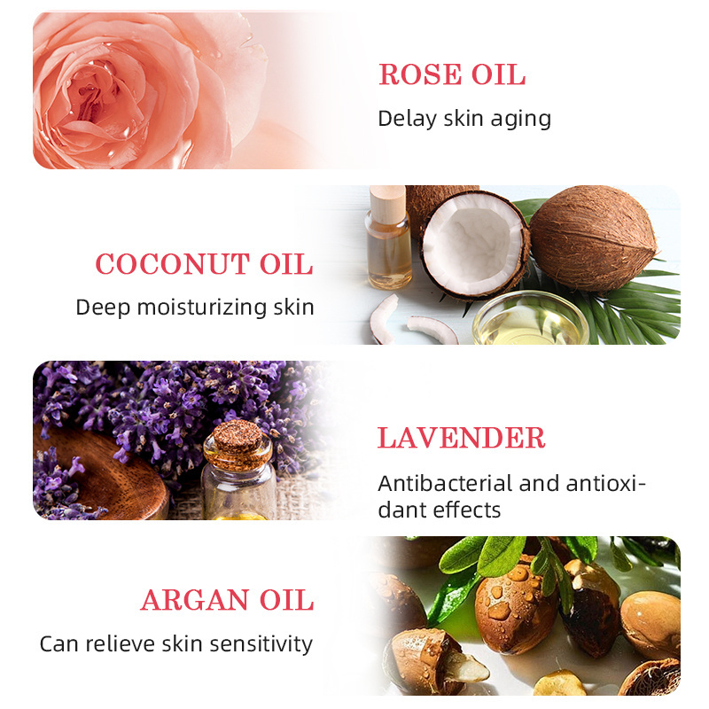 Argan Oil Coconut Oil Lavender Rose Vitamin A Vitamin C Essential Oil Set includes Chinese Jade Gua Sha Board