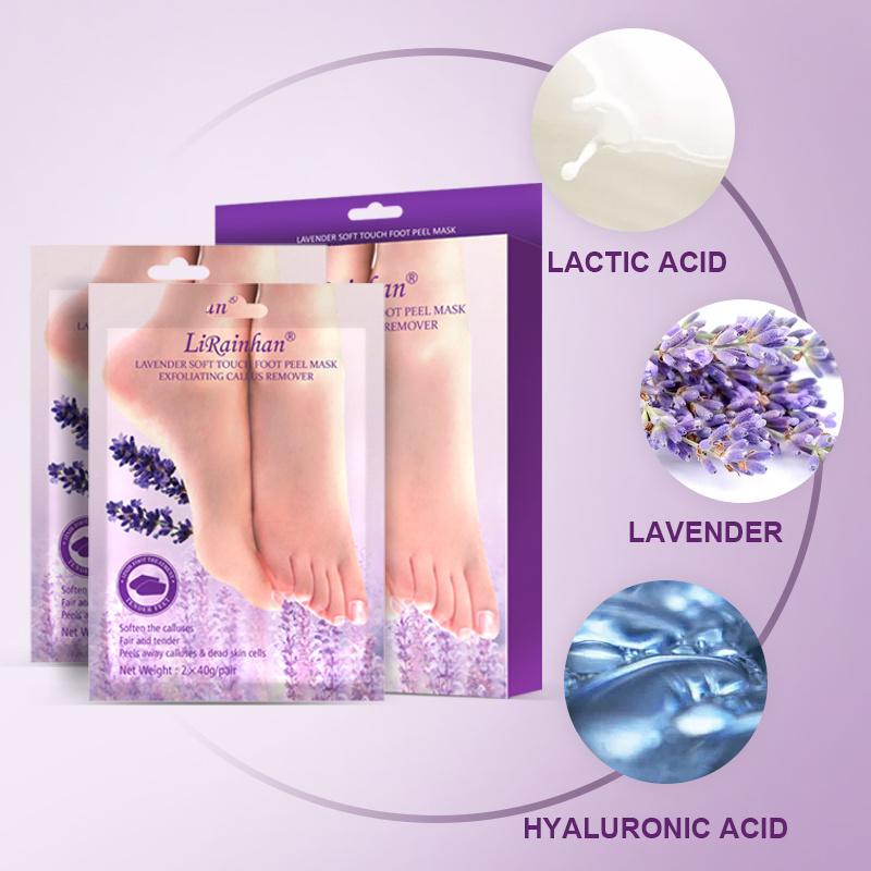 OEM Organic Lavender Peelable Exfoliant Dead Skin Foot Peeloff Mask High Quality Soft Touch Exfoliating Japan Peeling Foot Mask