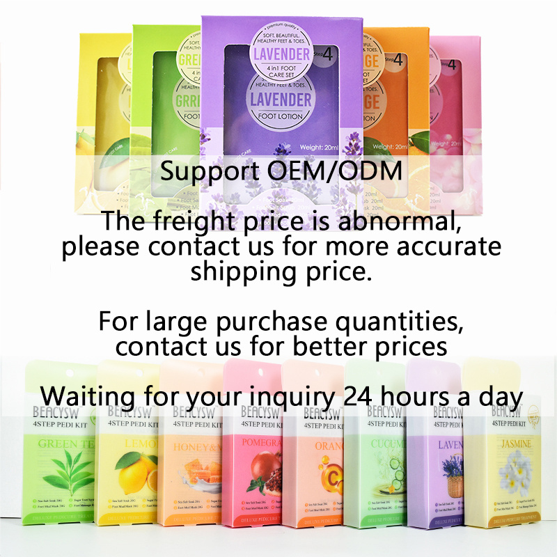 OEM Smooth Exfoliating 4pcs Feet Soak Sets Foot Salts Peel Mask Lotion For Soft Feet Lavender Scented Natural Formula