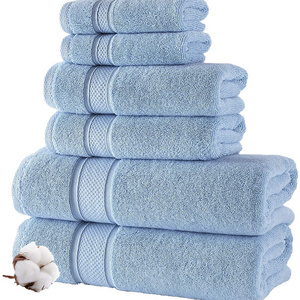 Wholesale 600 GSM High Quality Towel Set 100%  Cotton Towels Customized Large Thick Pack of 6 Towels for Hotels, salon and Spa