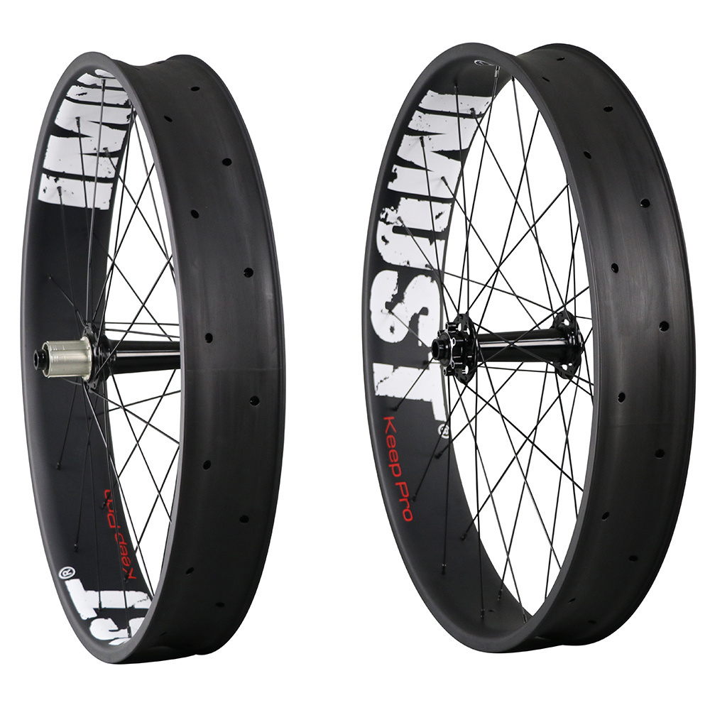 fat bike 26 with 4.8inch fat tire 90mm clincher tubeless ready rims carbon fat bike wheels