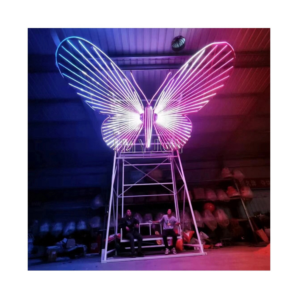 Custom christmas outdoor butterfly patio swings interactive luminous wings rocking chair amusement park theme park decorations