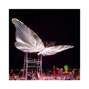 Custom christmas outdoor butterfly patio swings interactive luminous wings rocking chair amusement park theme park decorations