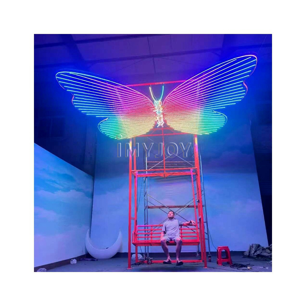 Custom christmas outdoor butterfly patio swings interactive luminous wings rocking chair amusement park theme park decorations