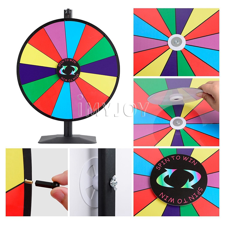 Tabletop 24' 14 Slots Color Prize Wheel Dry Erase Roulette Prize lucky wheel spin For Carnival Games