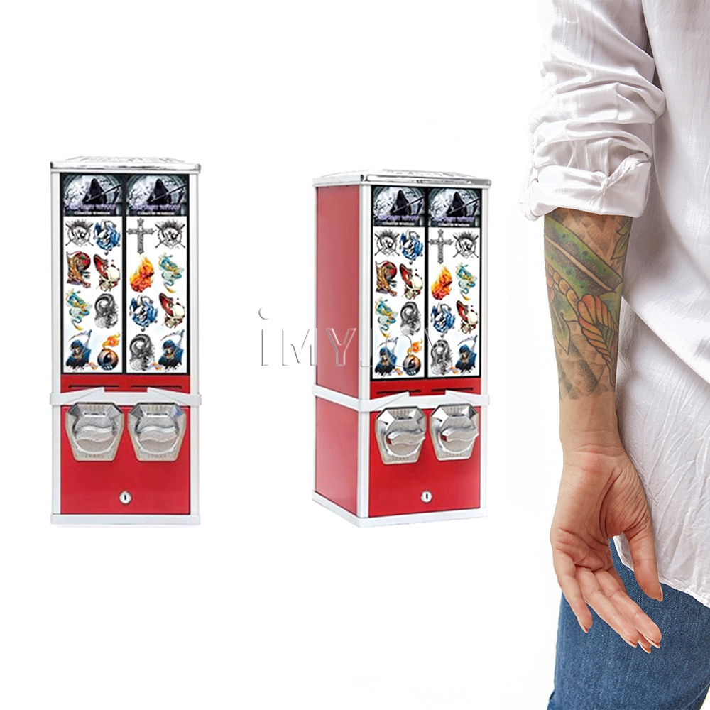 Custom outdoor mini coin operated children's game photo tattoos card sticker vending machine