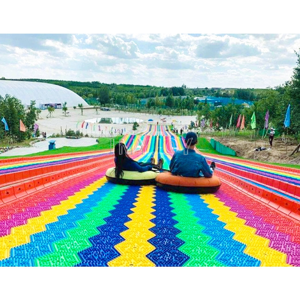 Cherry amusement park playground kids and adults outdoor game sliding way dry snow plastic rainbow straps slippers slides