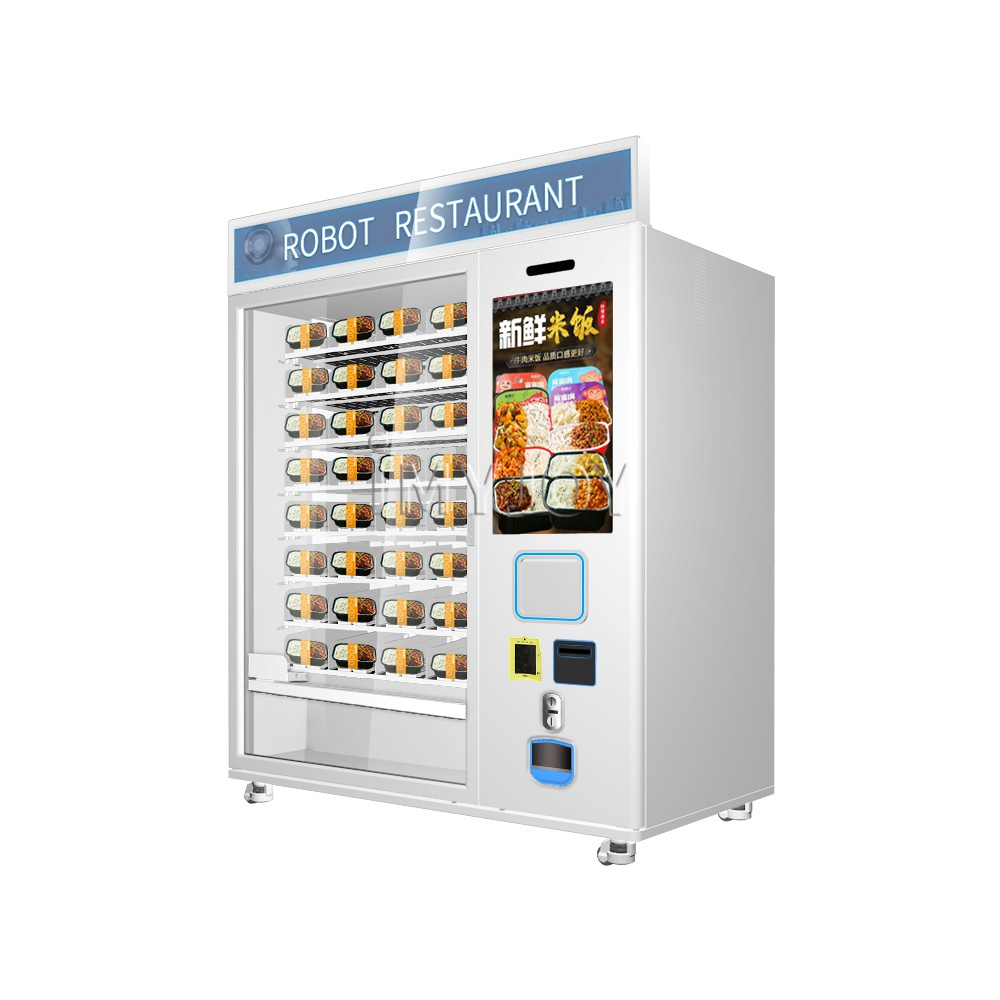 New Arrival Luxury Electronics 32-inch Touchscreen Box Rice and Snacks Sandwich Microwave Heating Smart Vending Machine