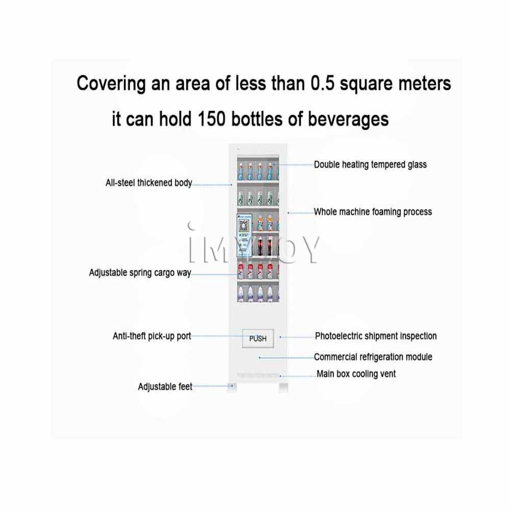 Outdoor Customizable Keyboard Selection Cooling Function 5 Columns Intelligent Alcohol Bubble Tea Ice Vending Machine