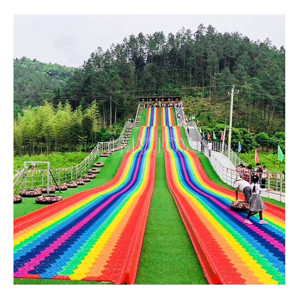 Cherry amusement park playground kids and adults outdoor game sliding way dry snow plastic rainbow straps slippers slides