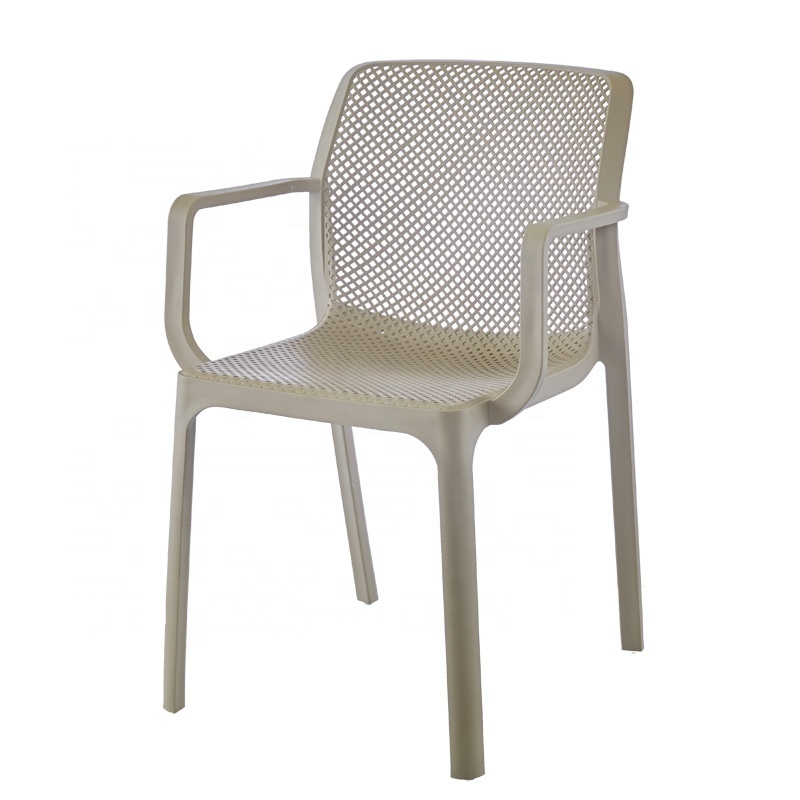 Minimalist modern stackable outdoor  plastic arm chair