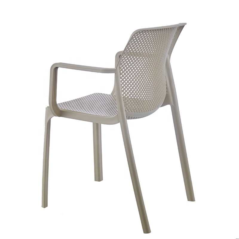 Minimalist modern stackable outdoor  plastic arm chair