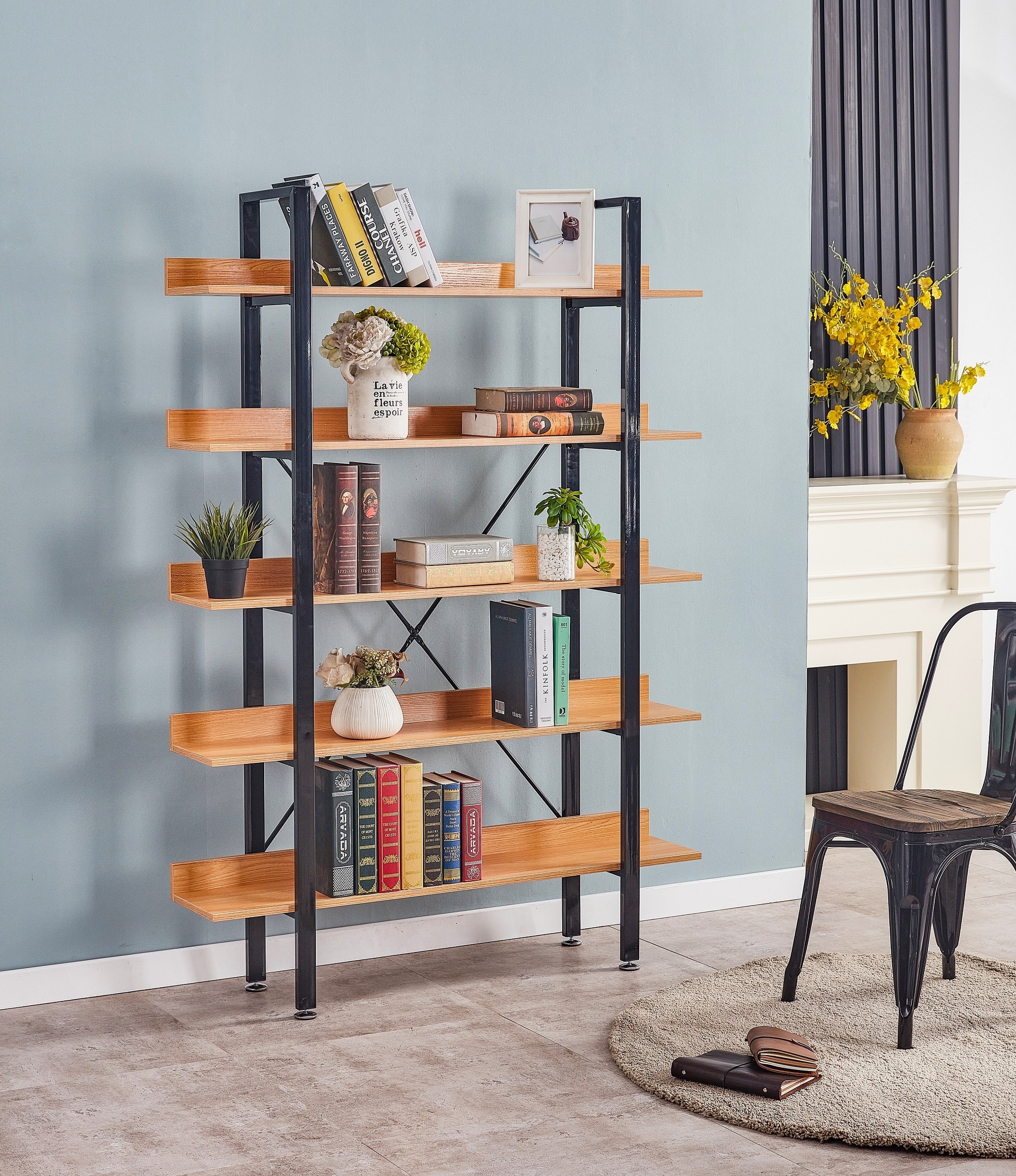 Modern Colorful Metal Shelf  Customized Steel Wall Shelf for Cable Box Long Bookshelf