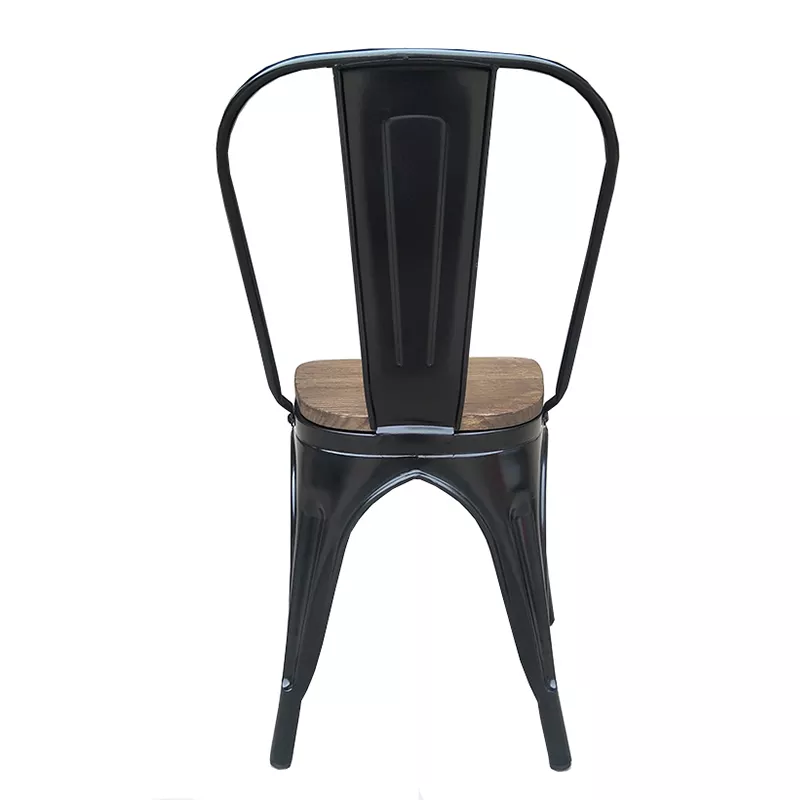 Colorful Restaurant Metal Iron Side Steel Stackable Industrial Tolix Dining Chairs with Seat Board