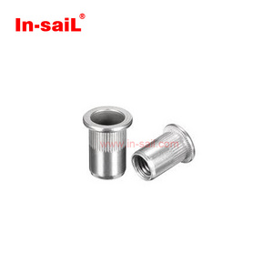 Flat head slotted body rivet nuts m6