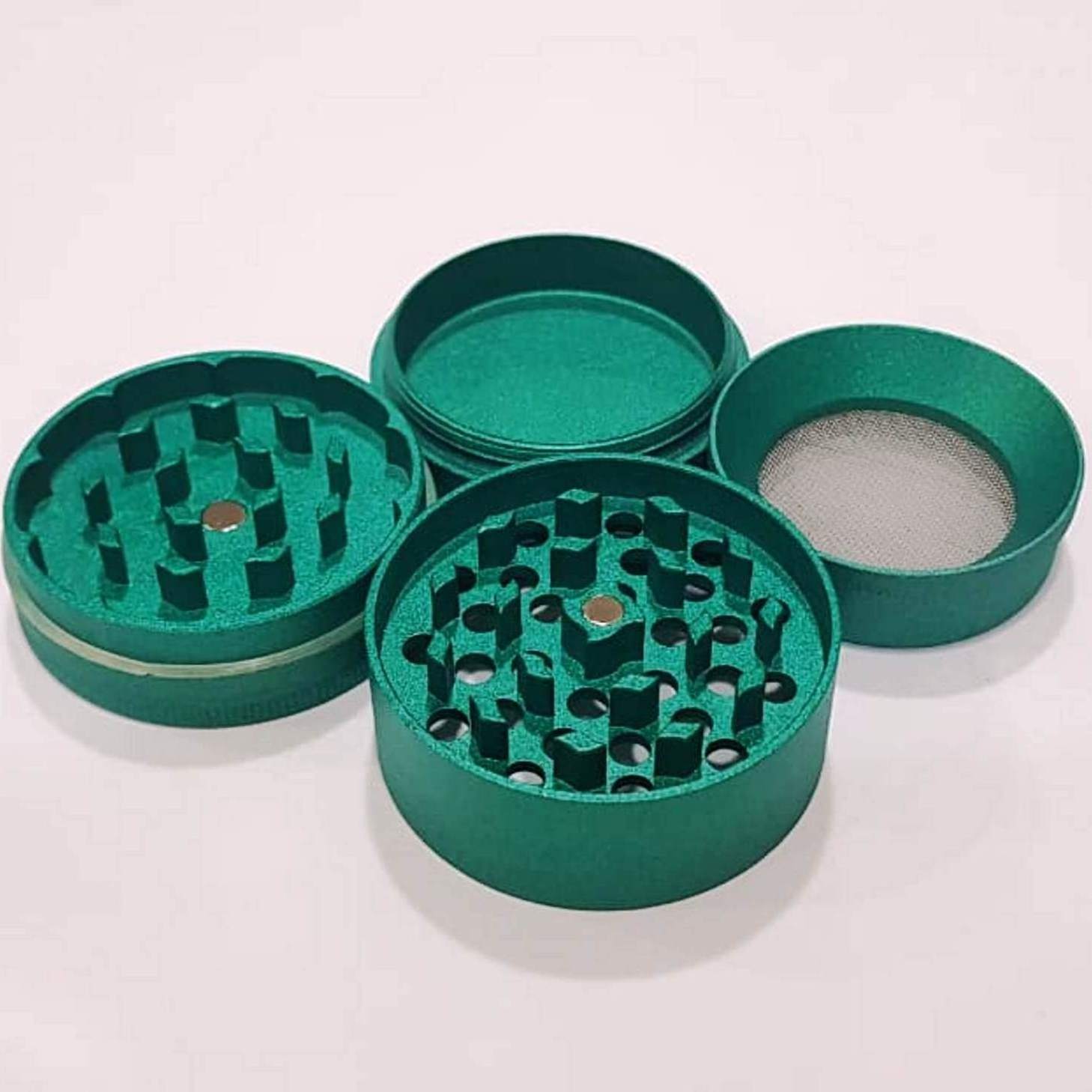 Non-Stick Ceramic Coated Grinder | Aluminium CNC 56mm 4-Part Herb Crusher | Easily Removable Screen