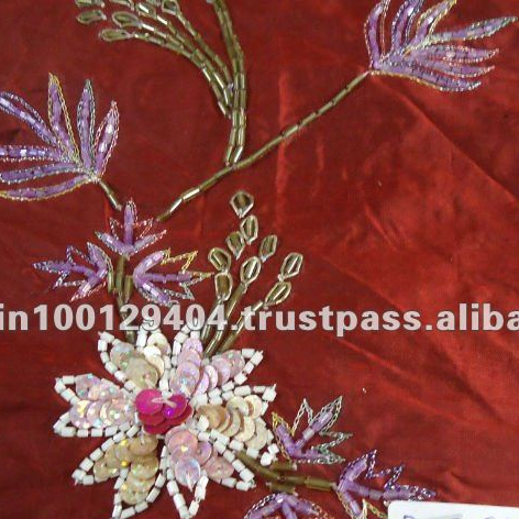 Embroidered Dupion/Organza Silk Fabric