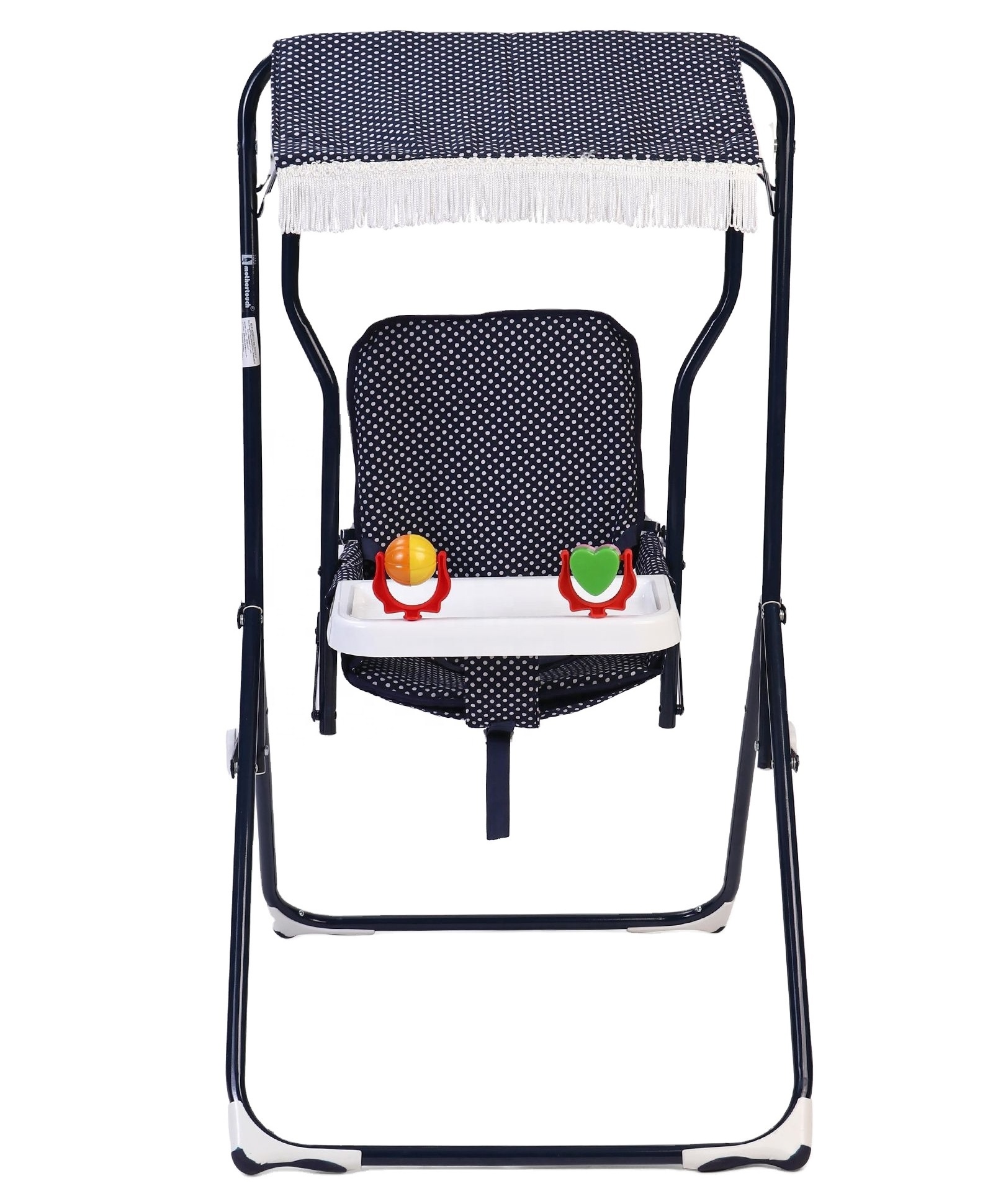 High Grade Dot Printed Garden Swing For 6 To 36 Month Baby Kids Toddlers Infant Boy Girl Durable Tray With Attached Toys