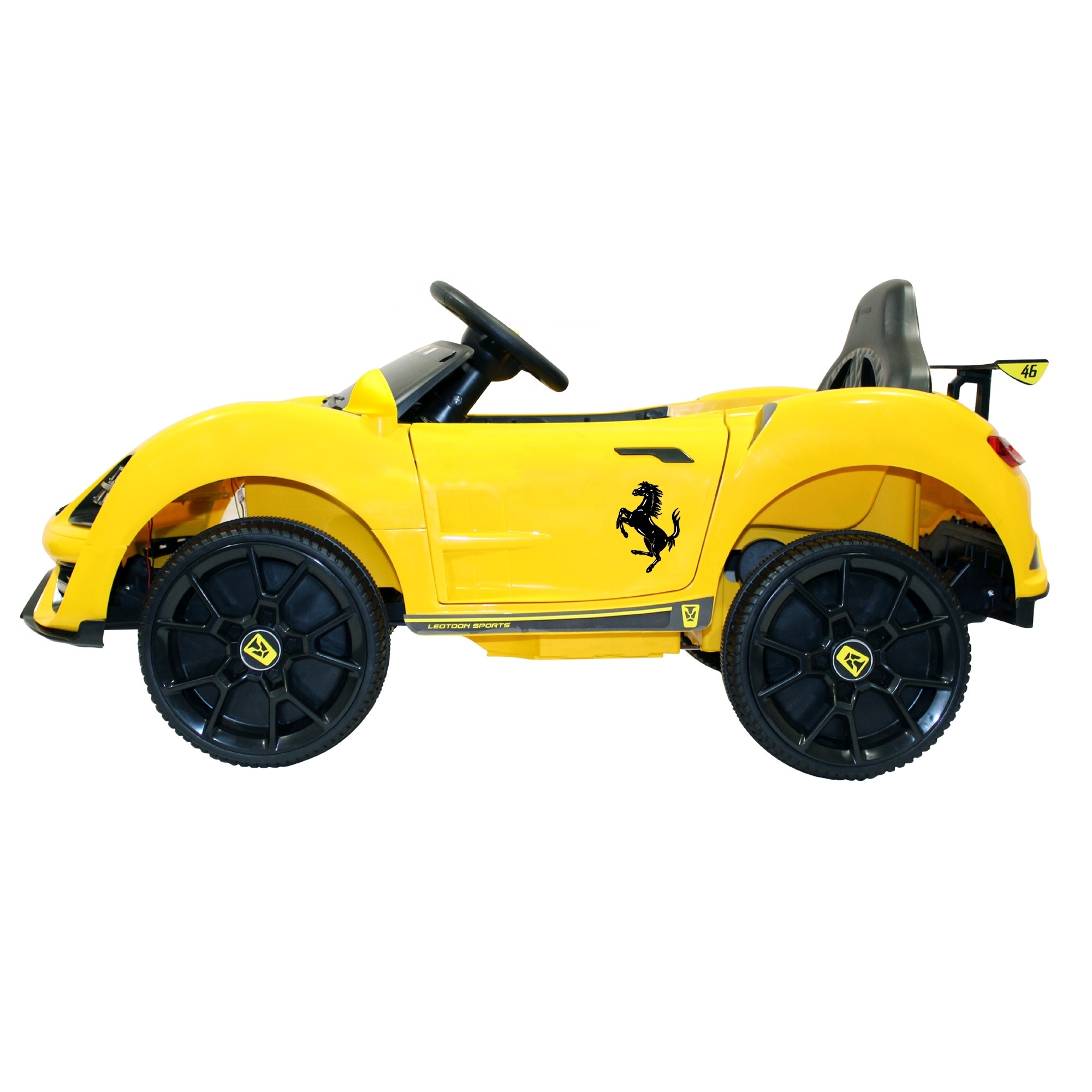 12v Yellow and black battery operated Electric Car outdoor fun driving activity for unisex kids child toddler remote control