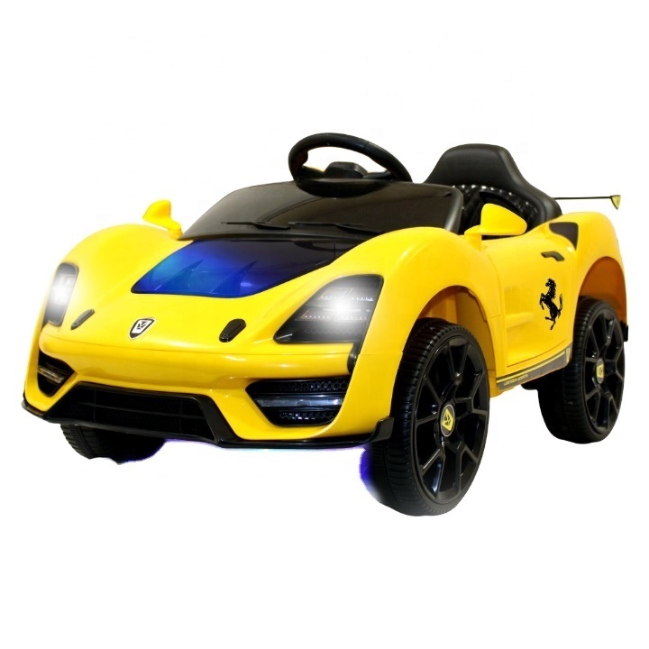 12v Yellow and black battery operated Electric Car outdoor fun driving activity for unisex kids child toddler remote control